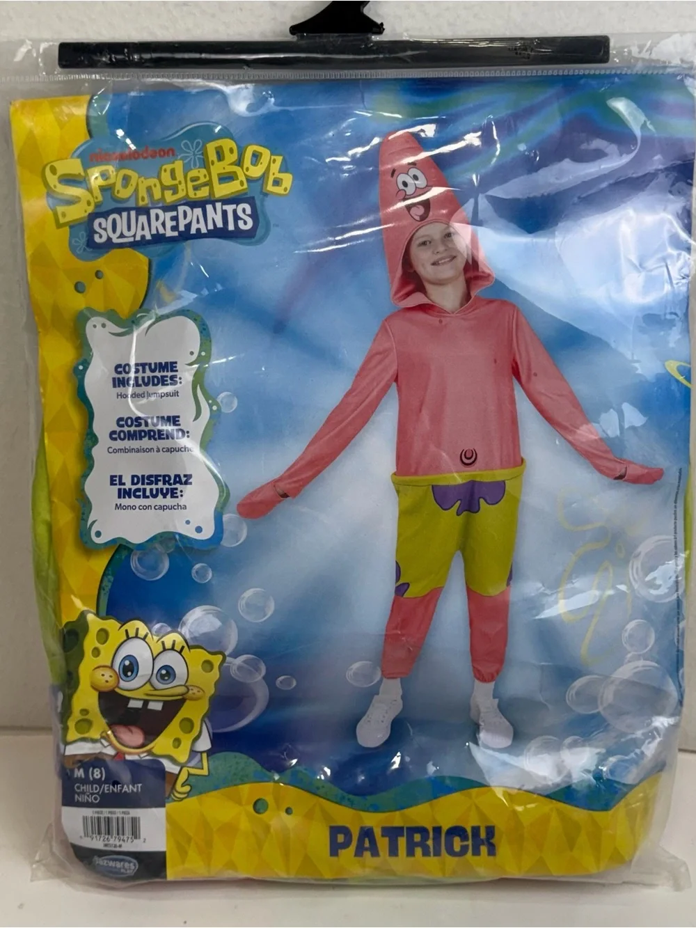 SpongeBob SquarePants Patrick Costume Kids Medium (8) Hooded Jumpsuit